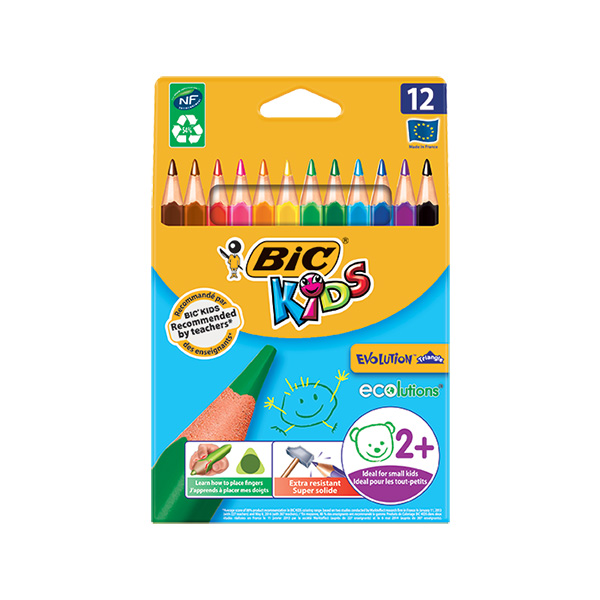 12 crayons de couleur Bic Kids Evolution Triangle