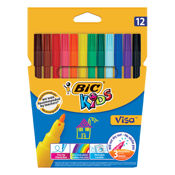 12 Feutres de coloriage Bic Kids Visa