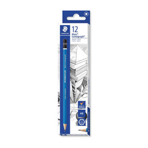 Crayon graphite Staedtler Mars Lumograph - mine HB - corps hexagonal bleu - lot de 12