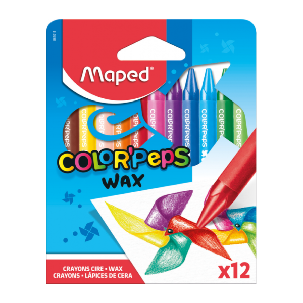 Maped crayon à cire Color'Peps Wax, boîte de 12 pièces en couleurs assorties tunisie