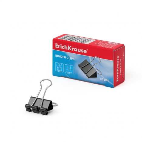 Pinces à papier double clip noir ErichKrause - 15 mm (12 pcs)