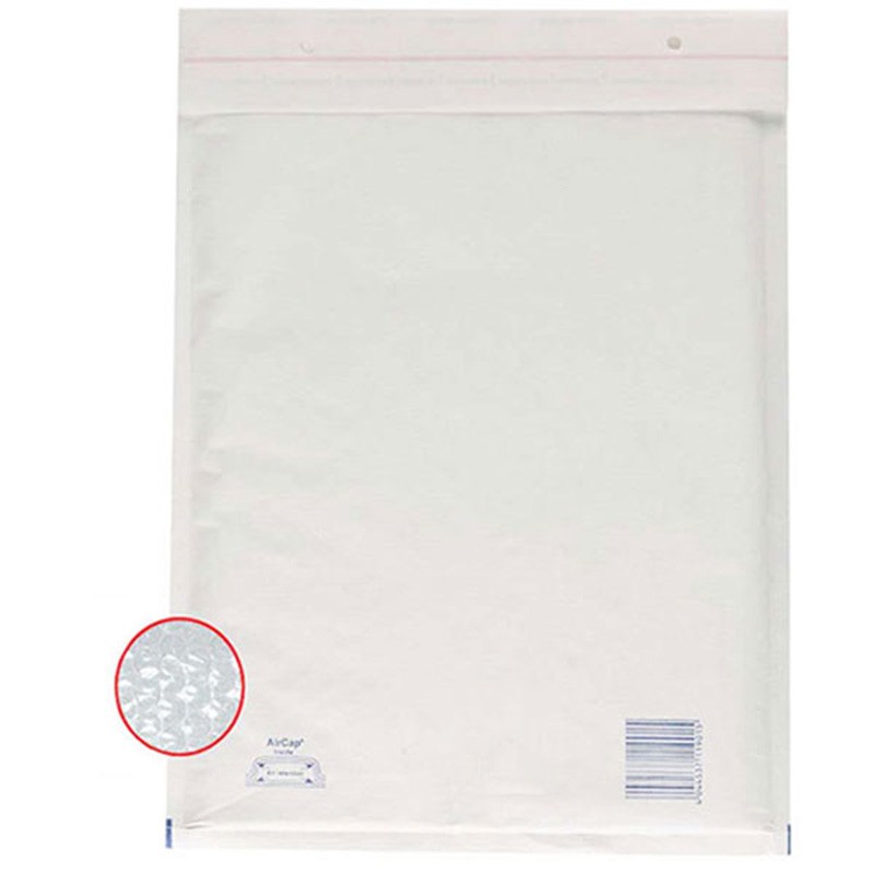 Pochette d'envoi à bulles RAJA Papier Kraft, Film en polyéthylène Blanc  Sans Fenêtre 220 (l) x 330 (H) mm Bande adhésive 75 g/m² Recyclé 95% 100  Unités