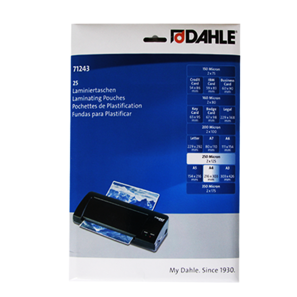 POCHETTE PLASTIFICATION A4 2X125 (BTE 25) Dahle 