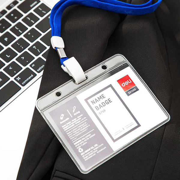 Porte badge PVC vertical DELI 95X68MM avec fil paquet de 50 - Talos