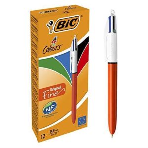 Box-12-Stylo-Bille-BIC-4-Couleurs-Original-Fine