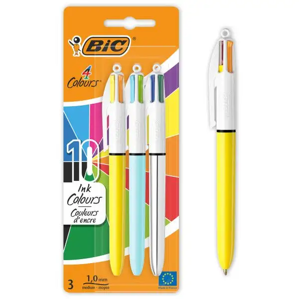 Stylo à bille 4 couleurs pointe moyenne BIC : le stylo à Prix