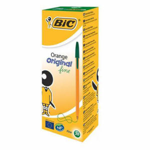 Boite-de-20-Stylos-Bille-Bic-Orange-Fine-Original-Pointe-Fine-Vert-Papel-Tunisie