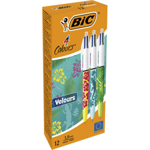 Box 12 Stylo Bic 4 Couleurs Velours Design Tunisie