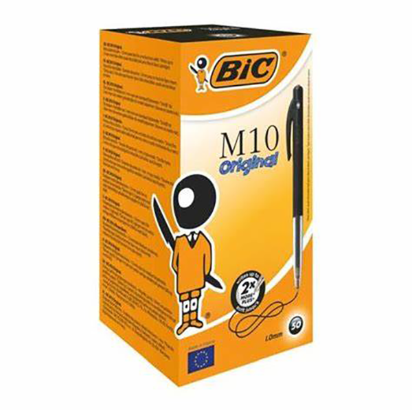 Box de 50 Stylos-Bille Rétractables BIC M10 Original - Noir
