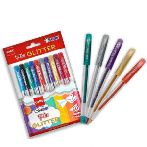 Blister-de-10-Stylos-Cello-Glitter-Fun-Gel-Papel-Tunisie